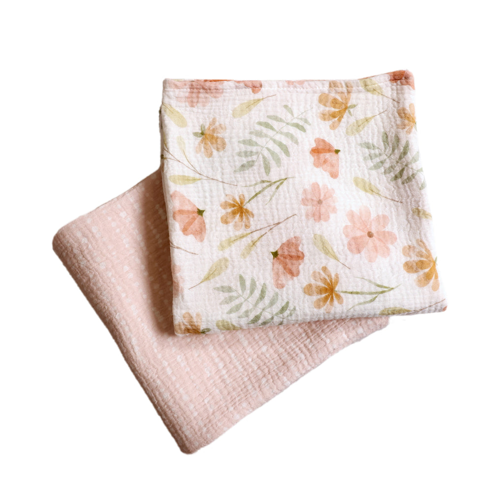 5-Piece Nursery Set, Floral blankets folded
