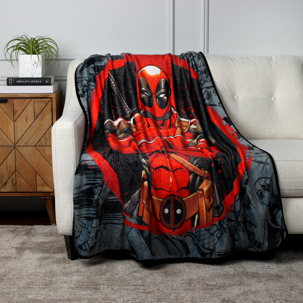 Marvel Deadpool Throw, 50" x 60" room shot