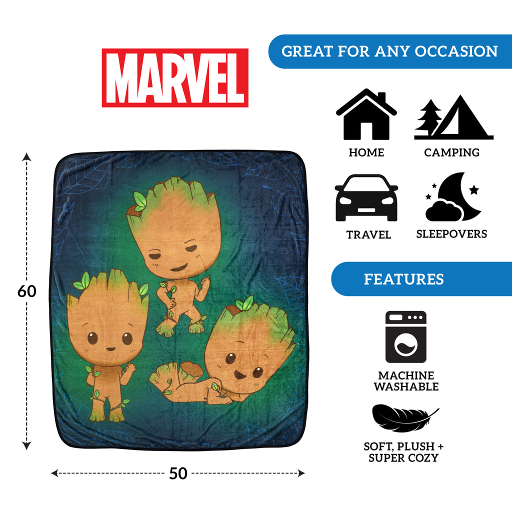 Marvel Guardian of the Galaxy Groot Kids Throw, 50" x 60" callouts