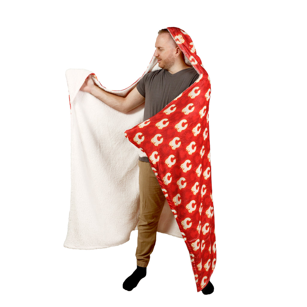 NHL Calgary Flames Hooded Throw on model