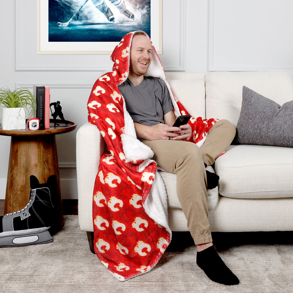 NHL Calgary Flames Hooded Throw on model