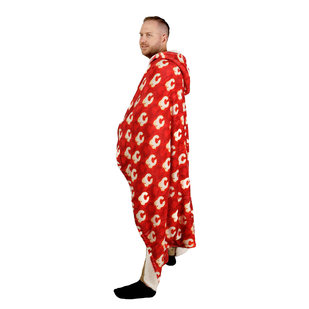 NHL Calgary Flames Hooded Throw on model