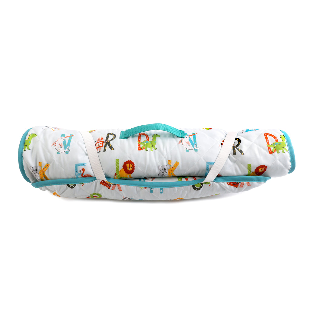 Kids Cot Nap Mat, Alphabet Animals rolled