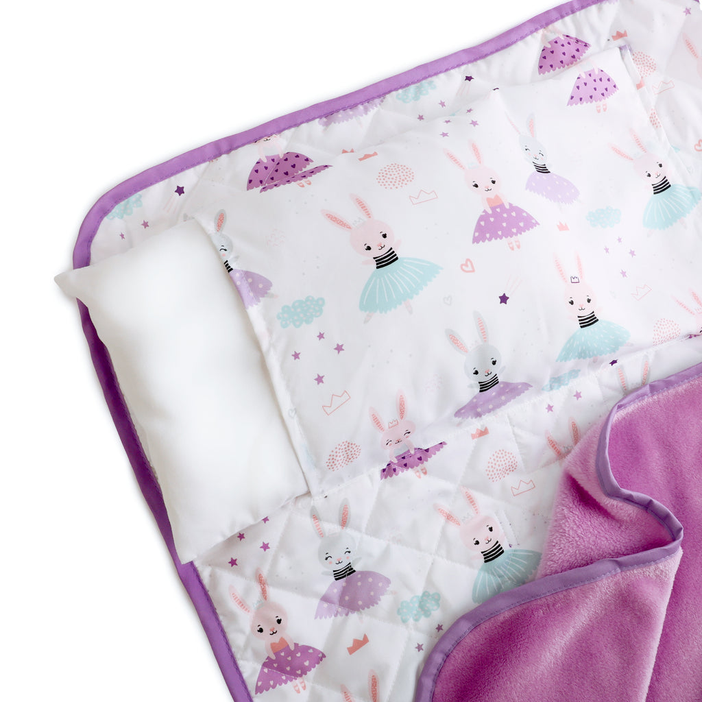 Kids Cot Nap Mat, Bunny Ballerinas pillow