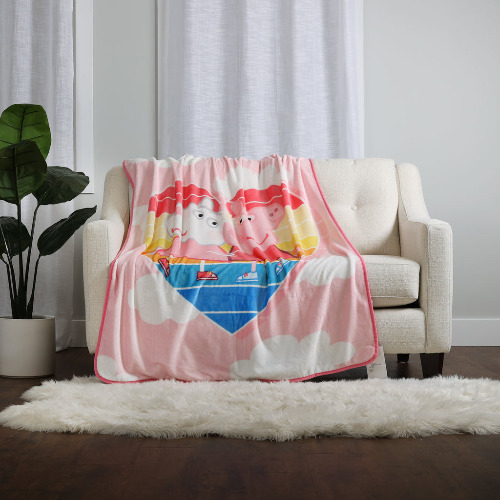 Peppa Pig Throw Blanket, 50" x 60" room shot