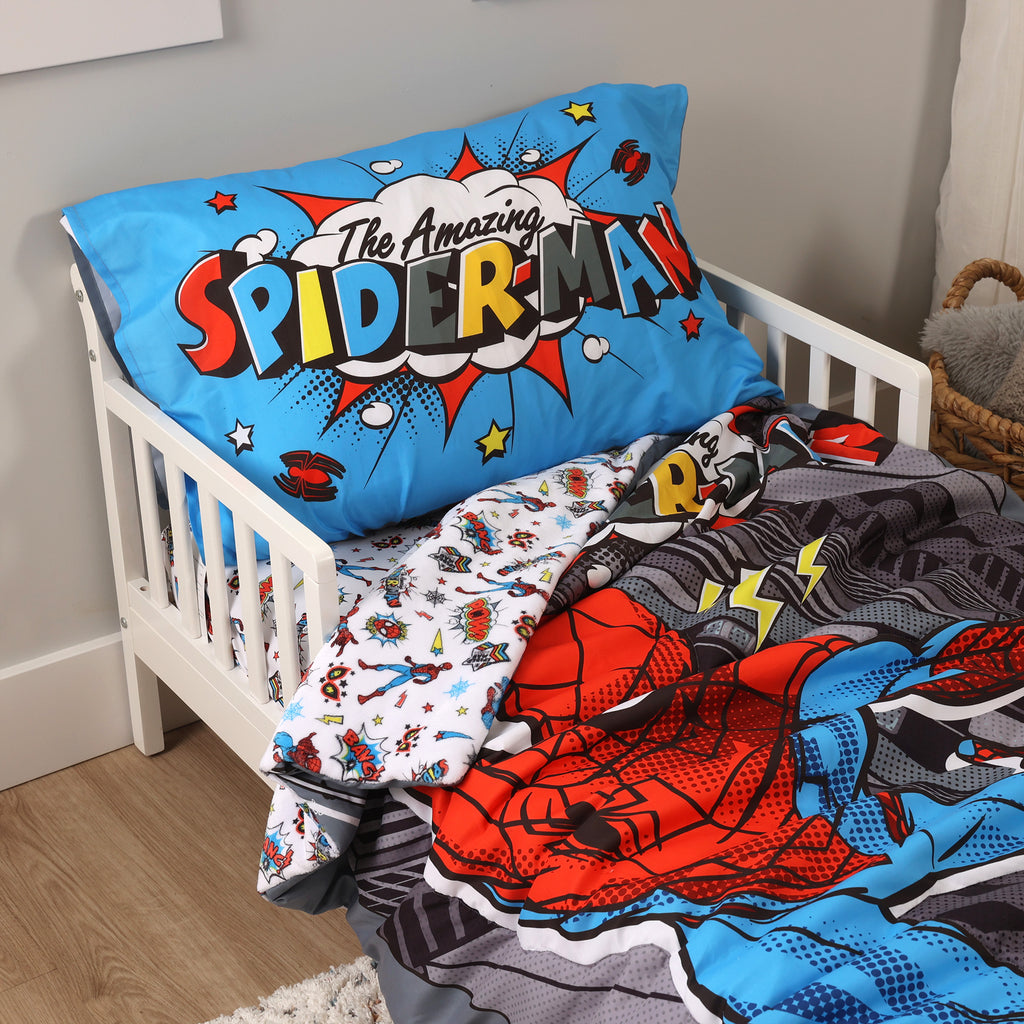 Marvel Spiderman 3-Piece Toddler Bedding Set close up