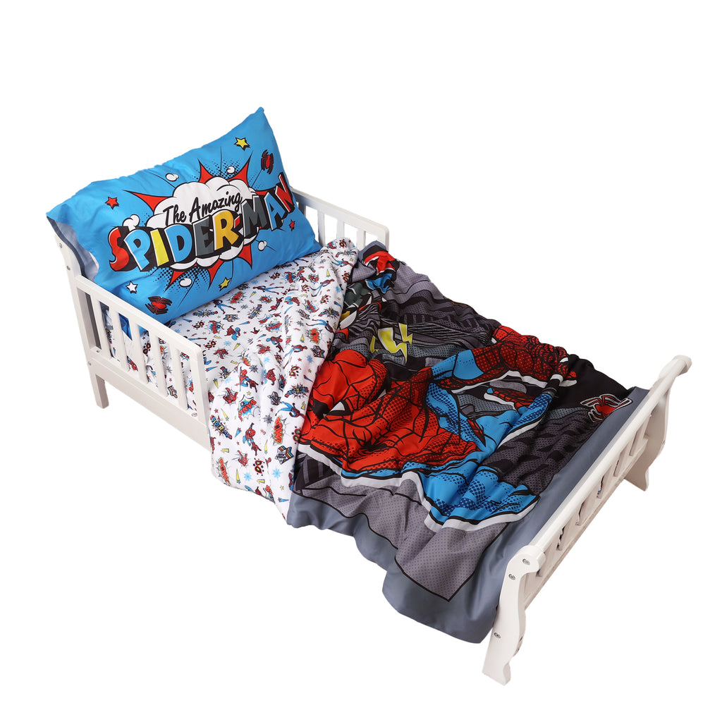 Marvel Spiderman 3-Piece Toddler Bedding Set on bed