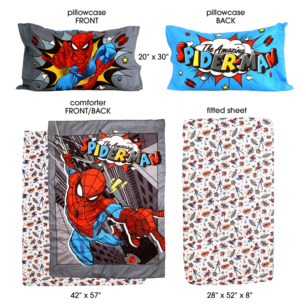 Marvel Spiderman 3-Piece Toddler Bedding Set seperated