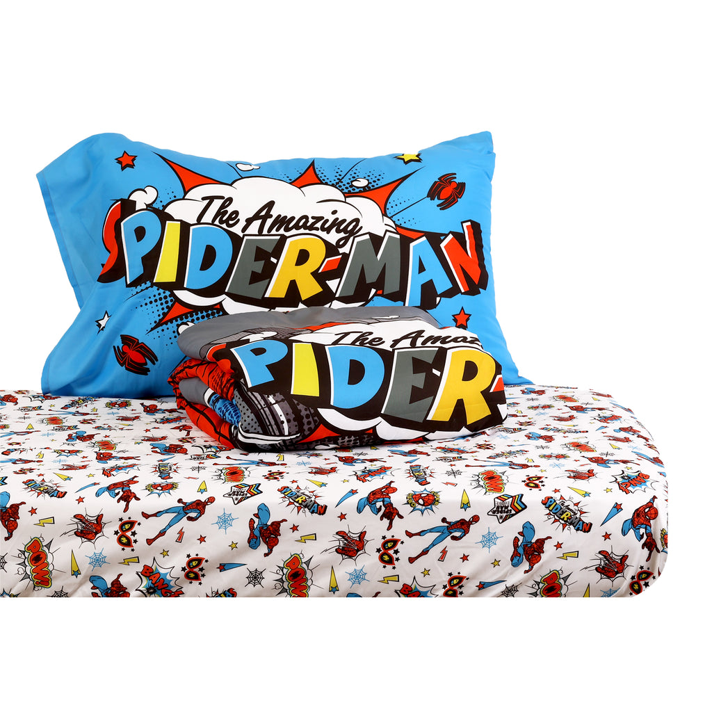 Marvel Spiderman 3-Piece Toddler Bedding Set items stacked