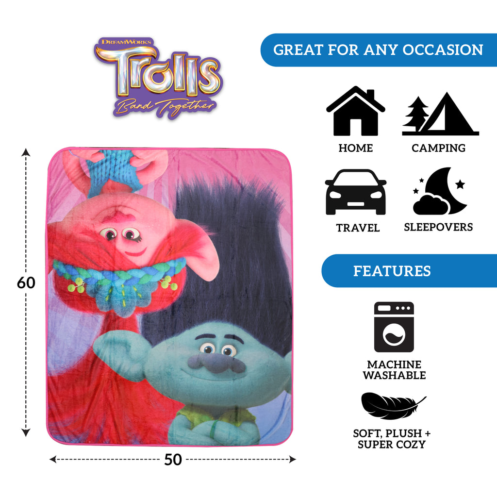 Trolls 2 Kids Throw, 50" x 60" callouts