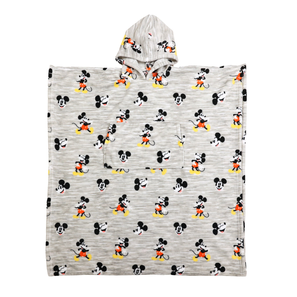 Disney Mickey Mouse Kids Hooded Poncho Blanket flat
