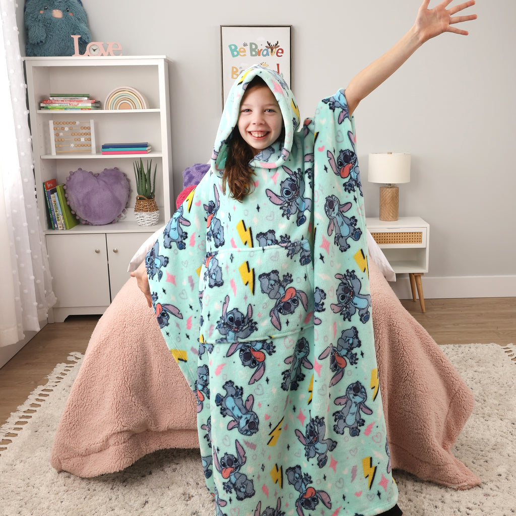Disney Lilo & Stitch Kids Hooded Poncho Blanket lifesyle