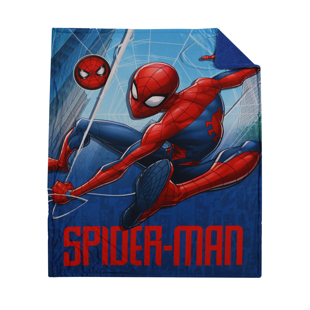 Marvel Spider-Man Kids Sherpa Blanket, 50" x 60" flat
