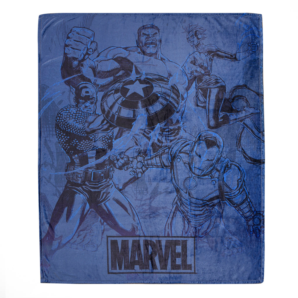 Marvel Avengers Micro Plush Throw, 50" x 60" flat lay