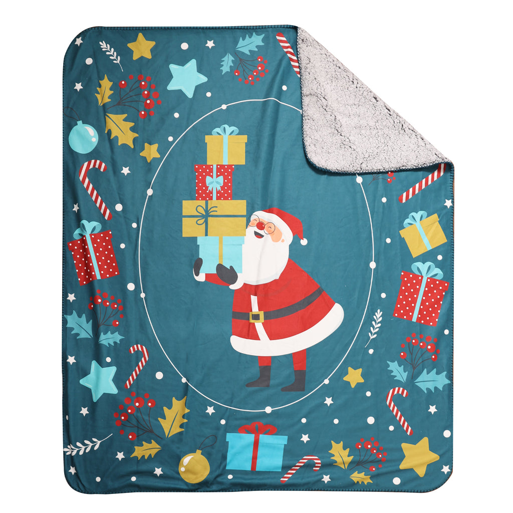Holiday Sherpa Throw, Presents 50" x 60" flat