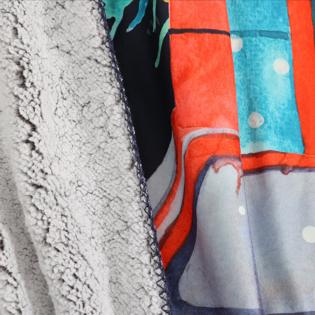 Holiday Sherpa Throw, Car 50" x 60" close up