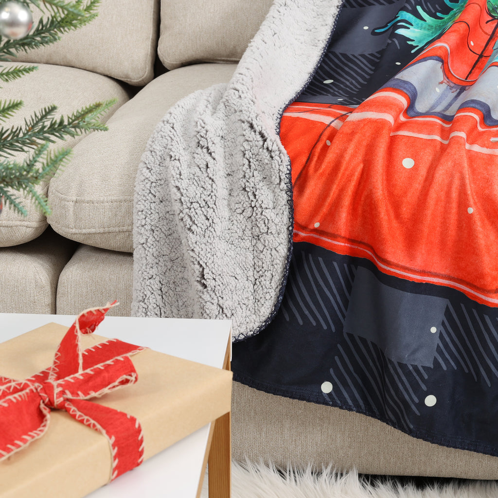 Holiday Sherpa Throw, Car 50" x 60" close up room shot
