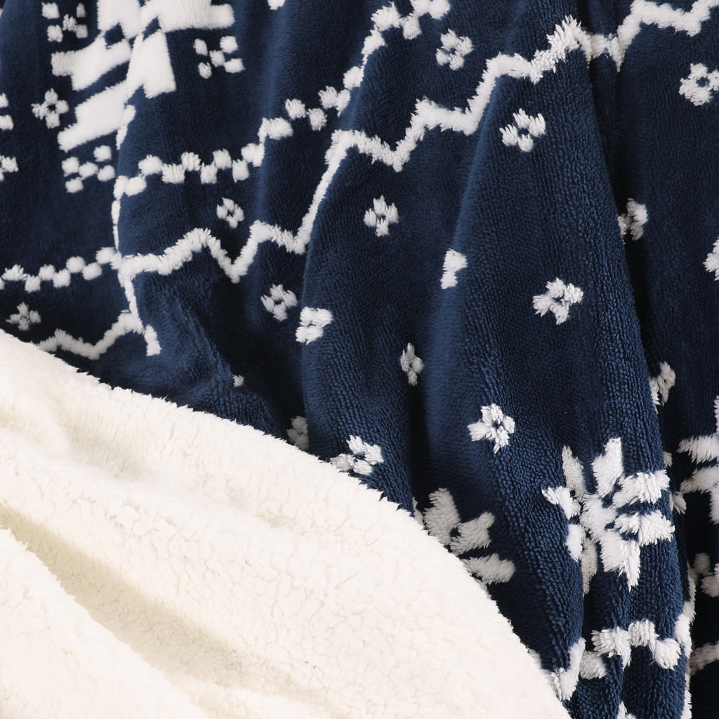 Holiday Sherpa Throw, Blue close up