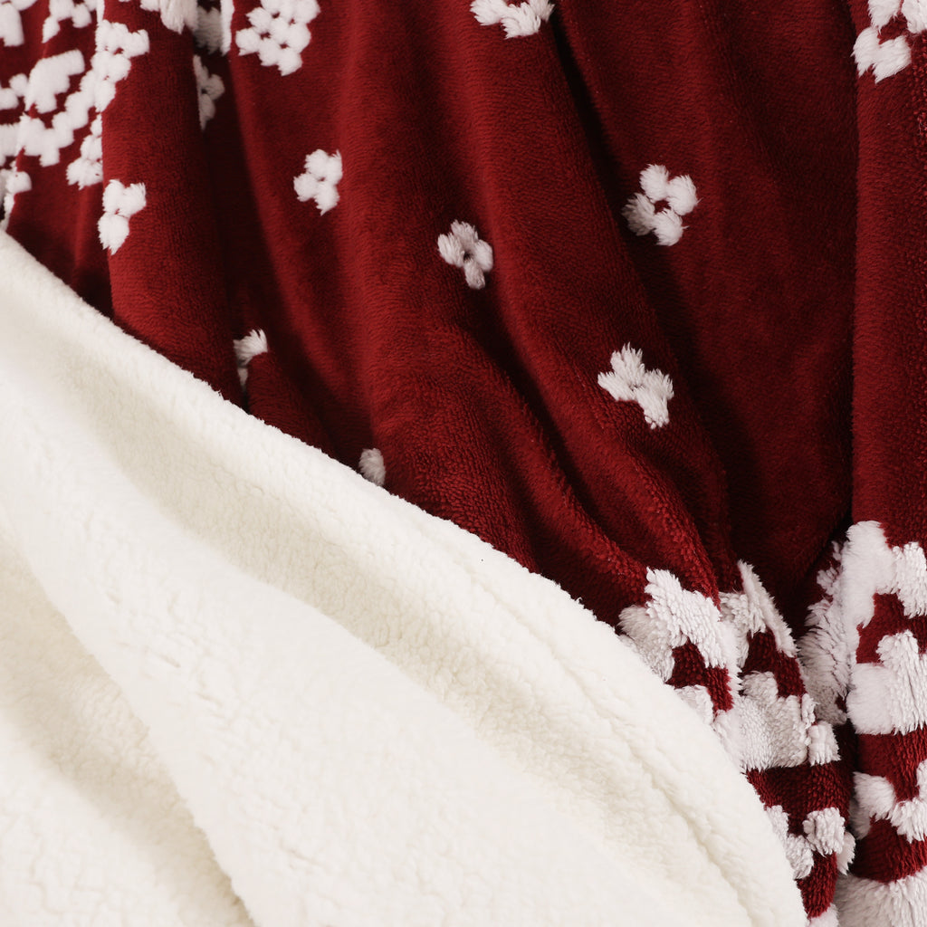 Holiday Sherpa Throw, Red close up