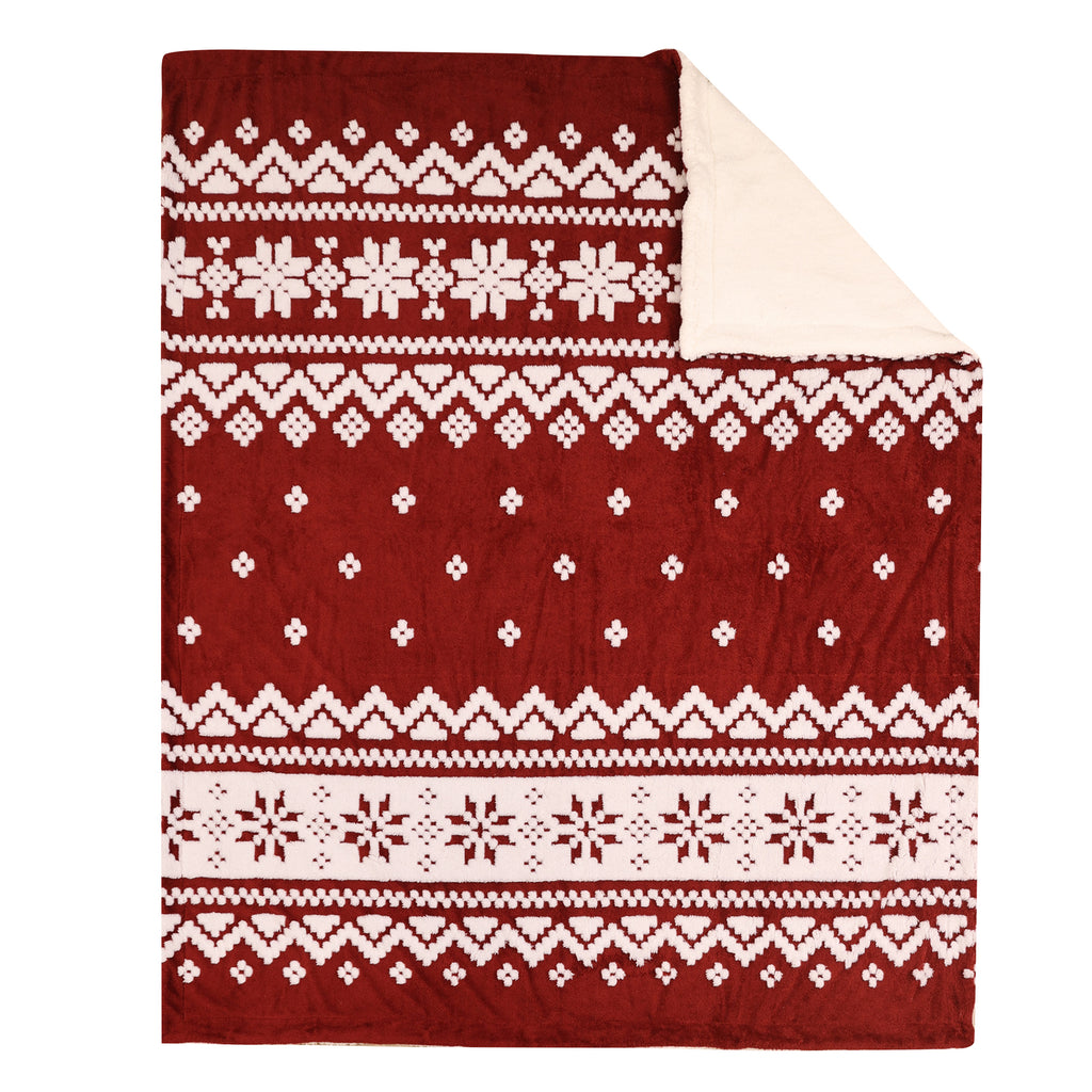 Holiday Sherpa Throw, Red flat