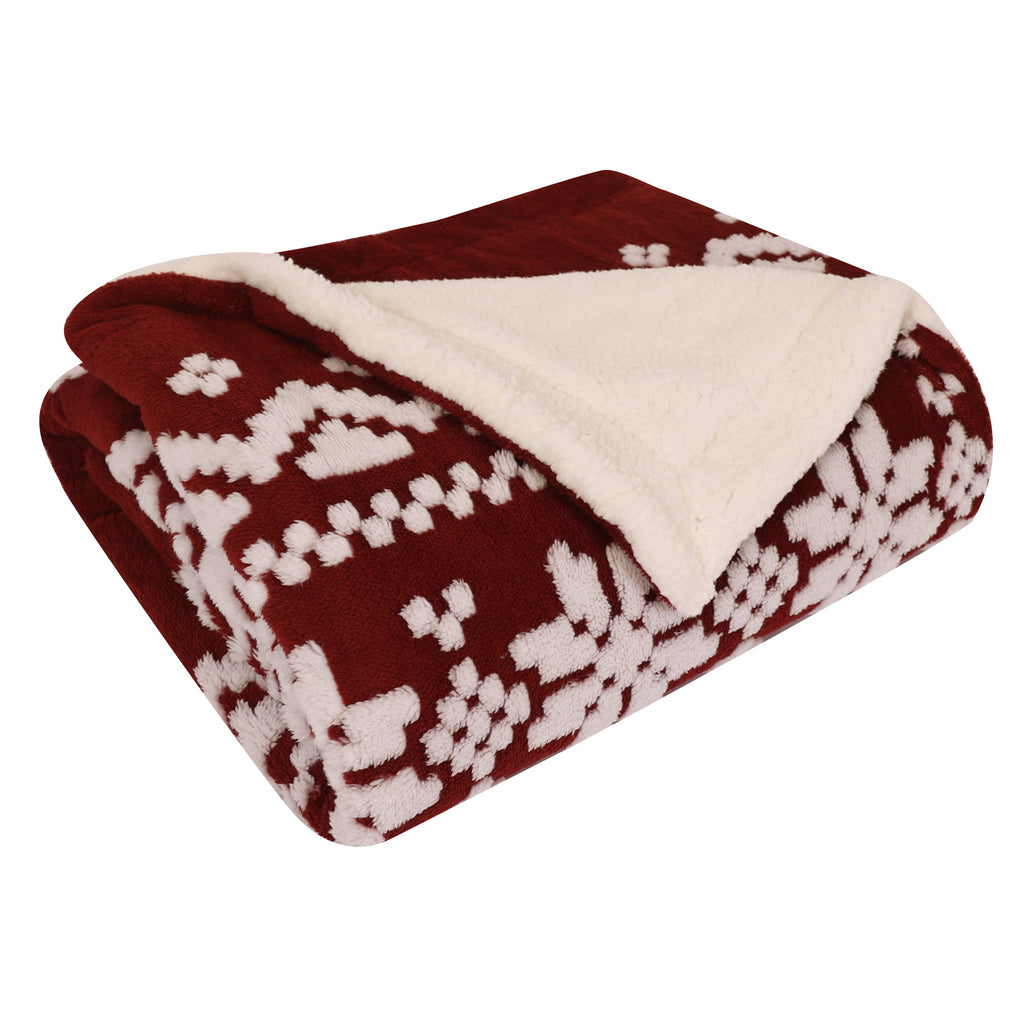 Holiday Sherpa Throw, Red folded