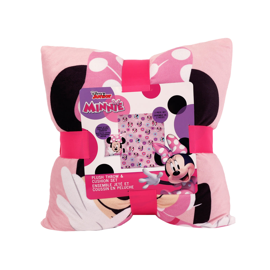 Disney Minnie Mouse 2-Pack Throw & Cushion Set packaged