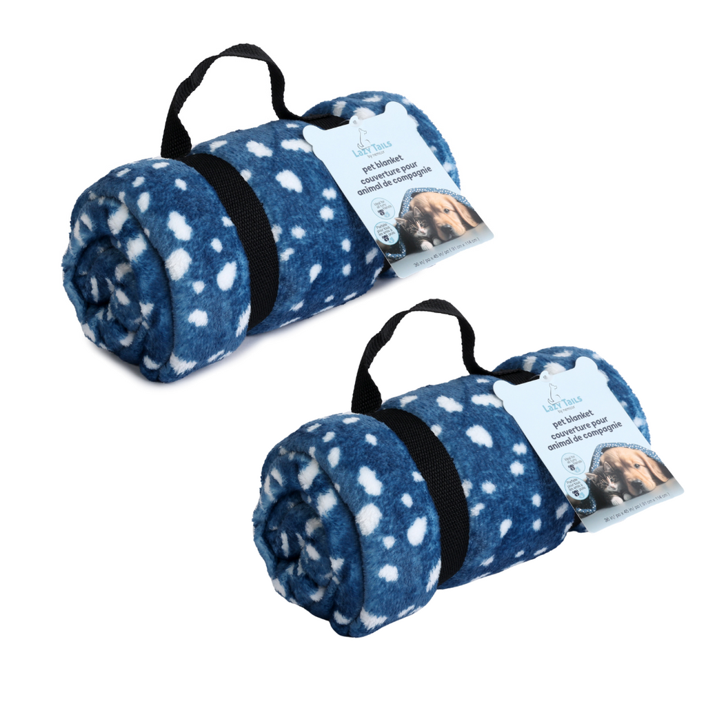 2-Pack Pet Blankets, Blue packaged