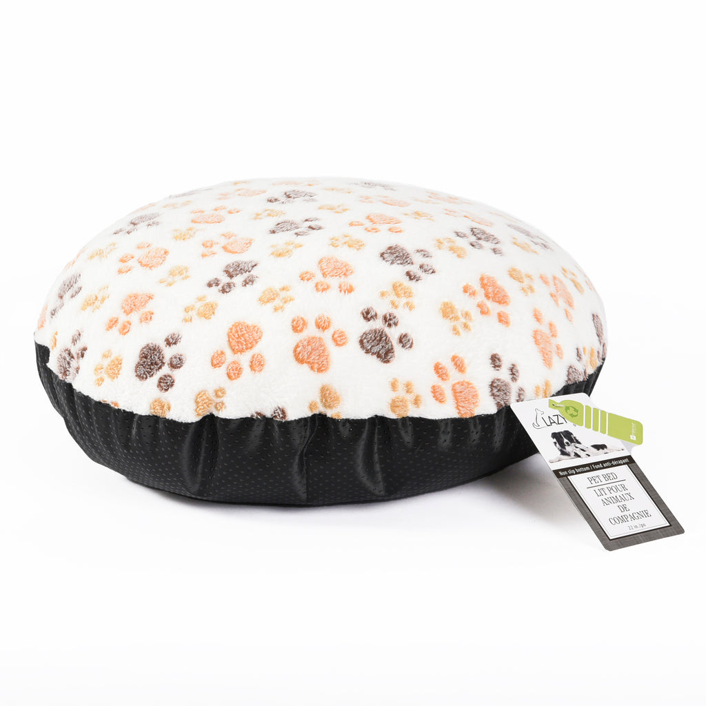 Round Pet Bed, White Plush 22" with hangtag