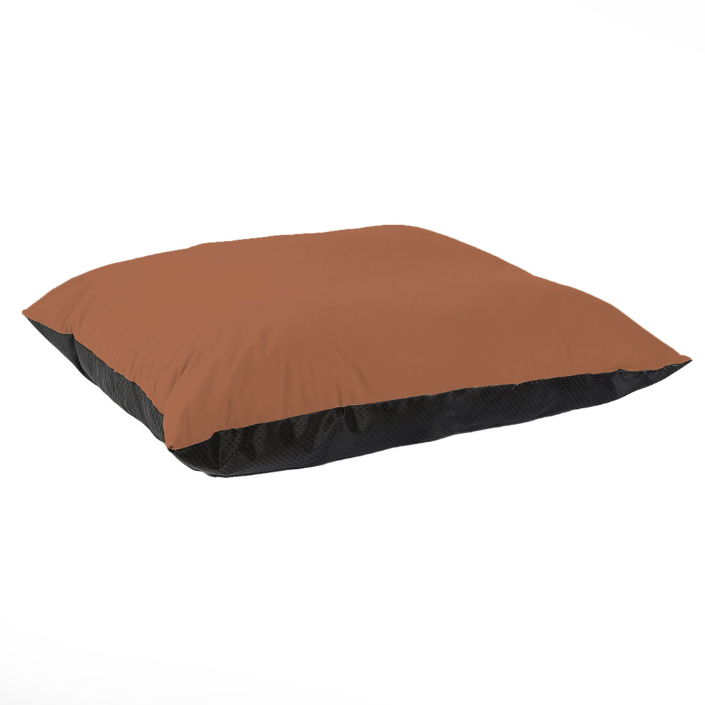 Square Pet Bed, Brown Faux Suede 27" x 32" flat