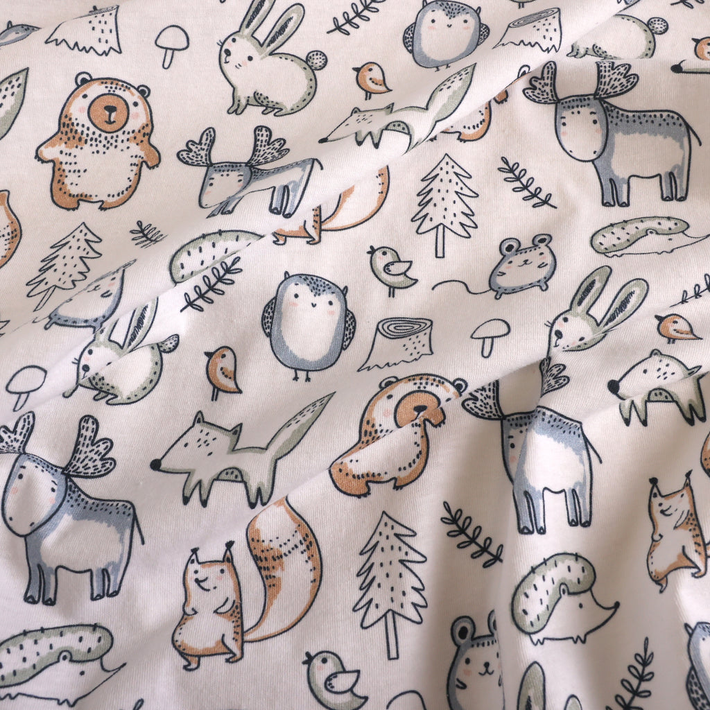2-Piece Jersey Mini Fitted Crib Sheets, Woodland close up