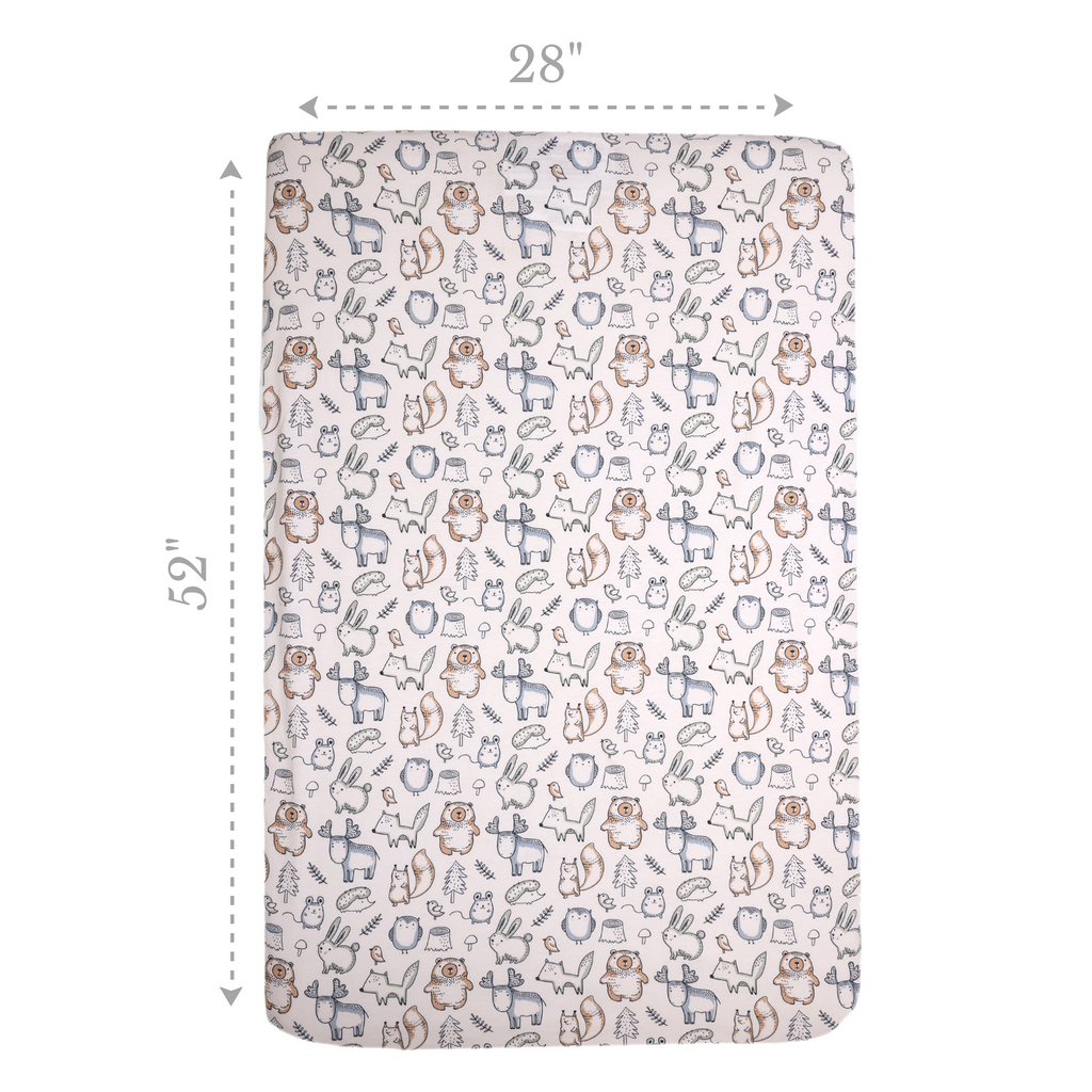 Jersey Fitted Crib Sheet, Woodland dimensions