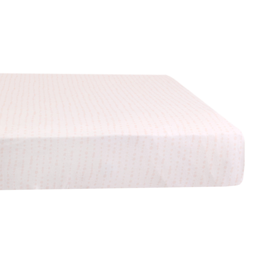 Jersey Fitted Crib Sheet, Pink Dot on mattress