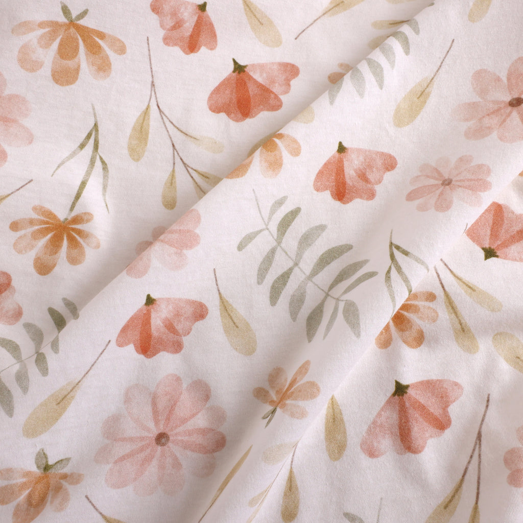 2-Piece Jersey Mini Fitted Crib Sheets, Floral close up