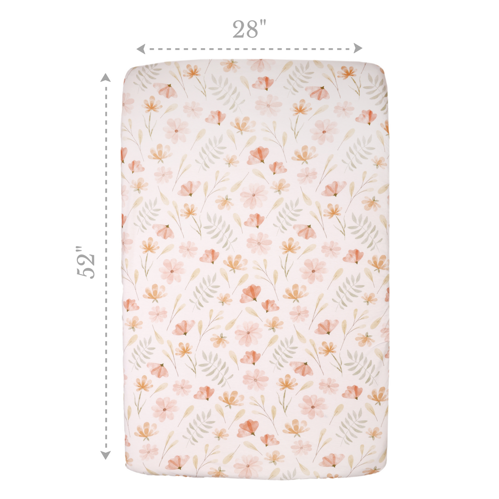 Jersey Fitted Crib Sheet, Floral dimensions
