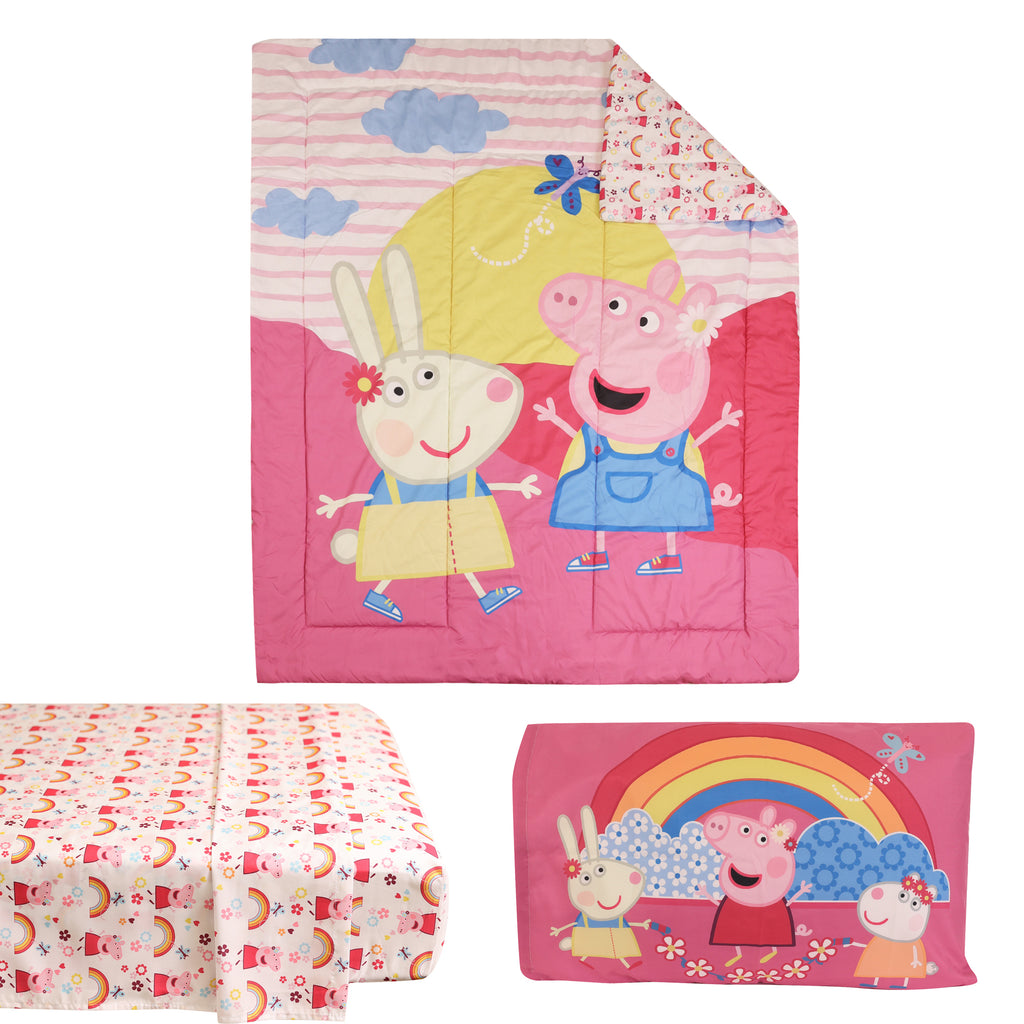 Peppa Pig 4-Piece Twin Bedding Set items separated