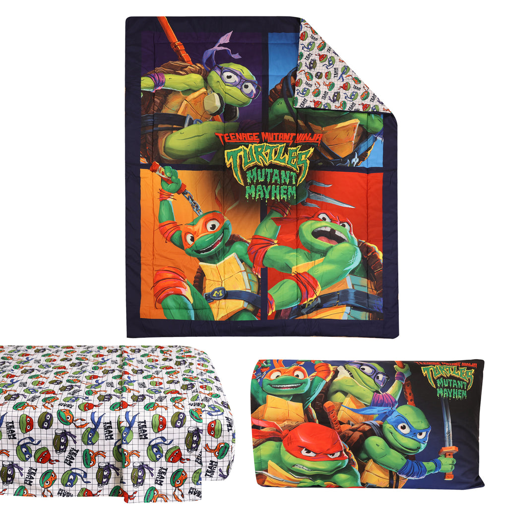 Teenage Mutant Ninja Turtles 4-Piece Twin Bedding Set items separated