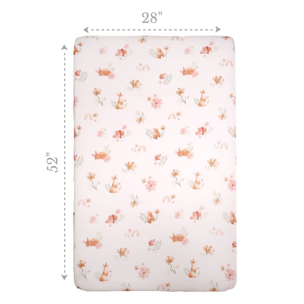 2-Piece Fitted Crib Sheets, Floral measurements