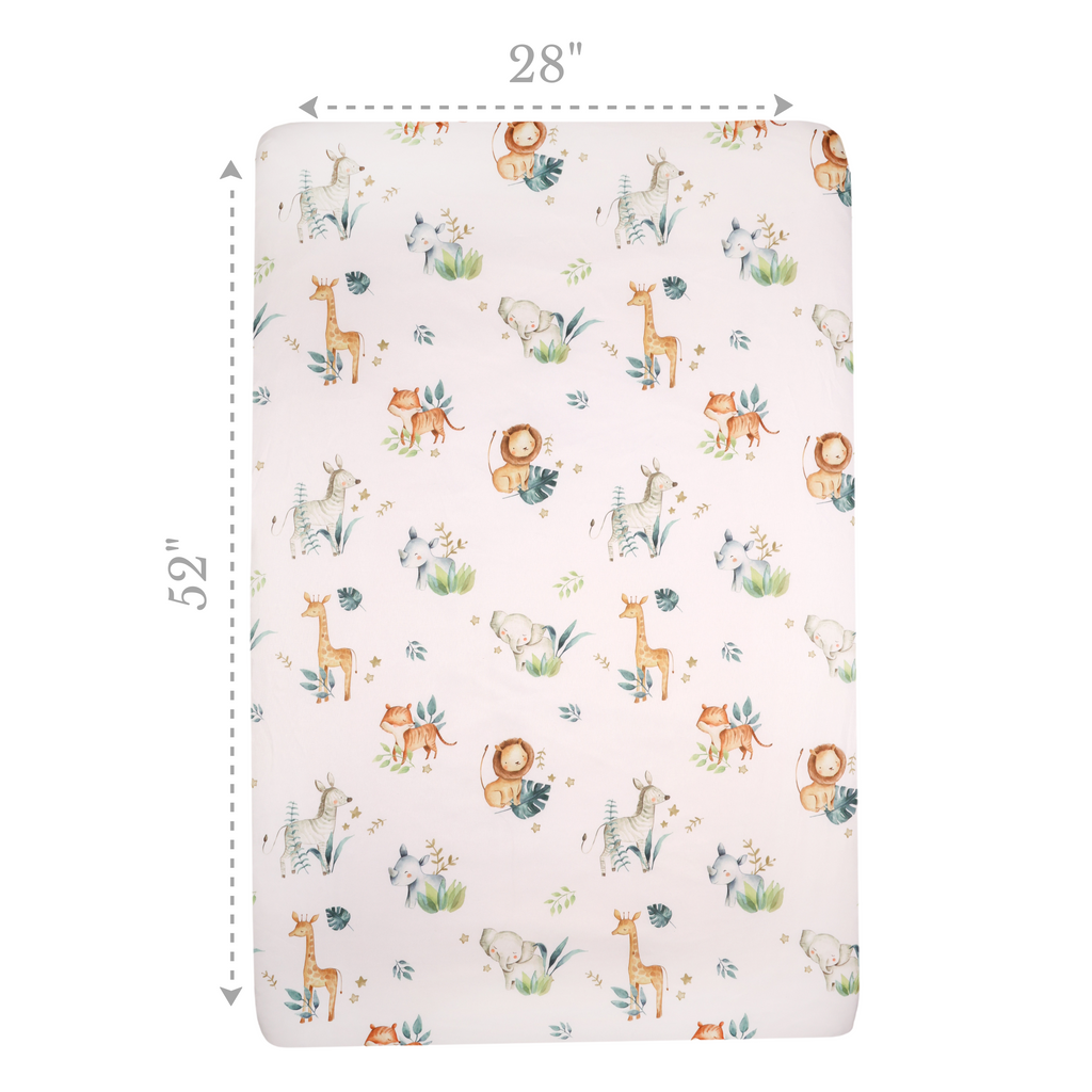 2-Piece Fitted Crib Sheets, Jungle measurements