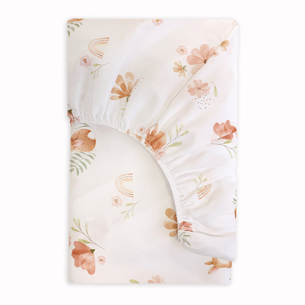 2-Piece Fitted Crib Sheets, Floral elastic