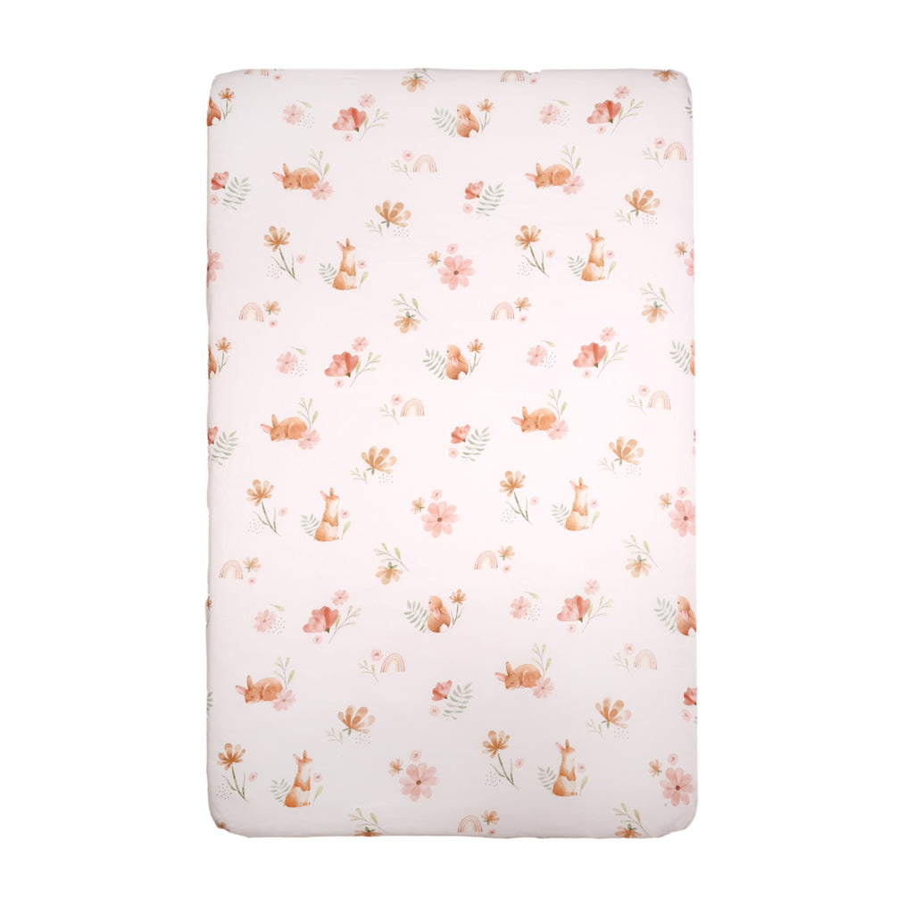 2-Piece Mini Fitted Crib Sheets, Floral flat