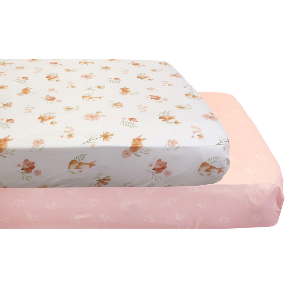 2-Piece Fitted Crib Sheets, Floral stacked