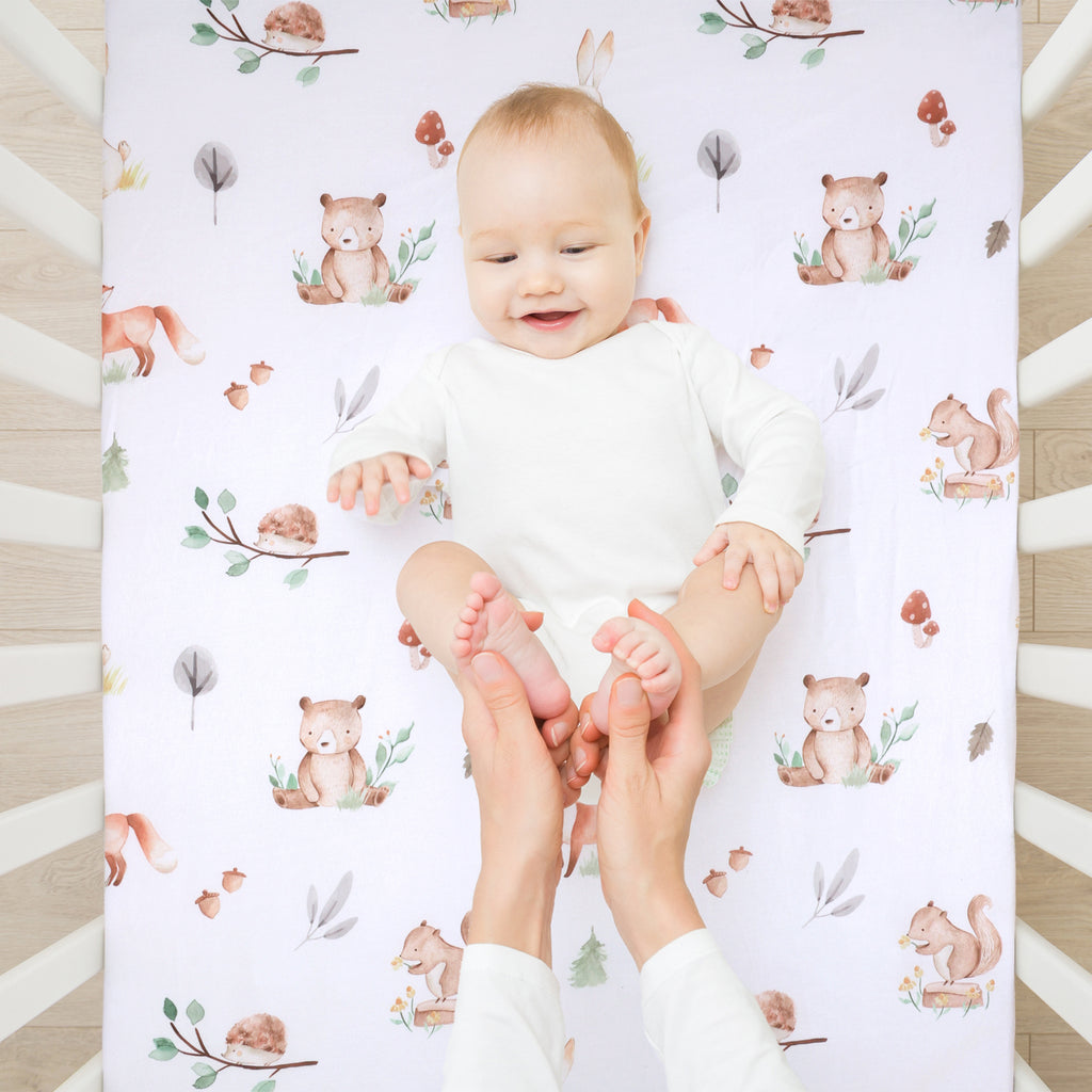2-Piece Mini Fitted Crib Sheets, Woodland lifestyle