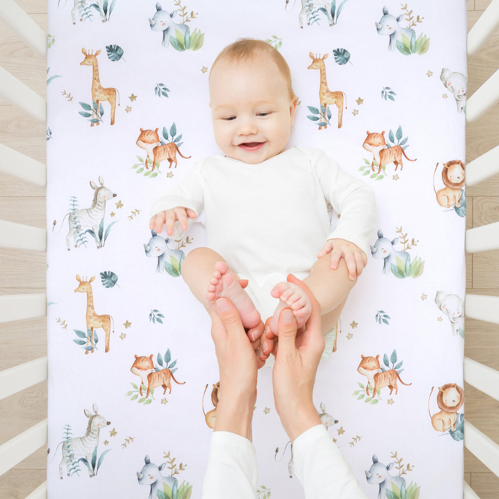 2-Piece Mini Fitted Crib Sheets, Jungle lifestyle
