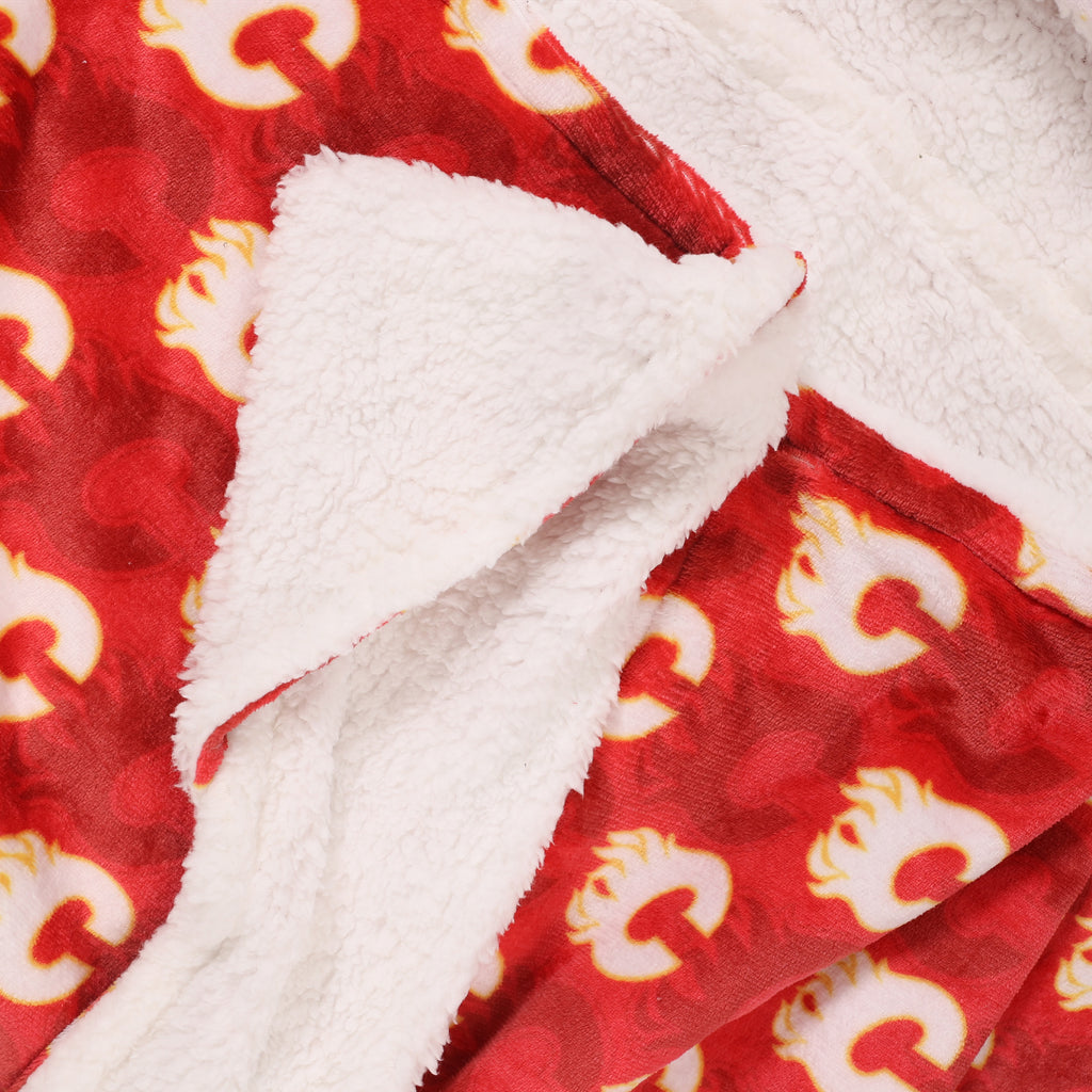 NHL Calgary Flames Hooded Throw close up