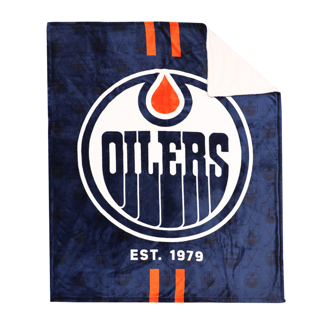 NHL Edmonton Oilers Sherpa Blanket, 60" x 70" flat