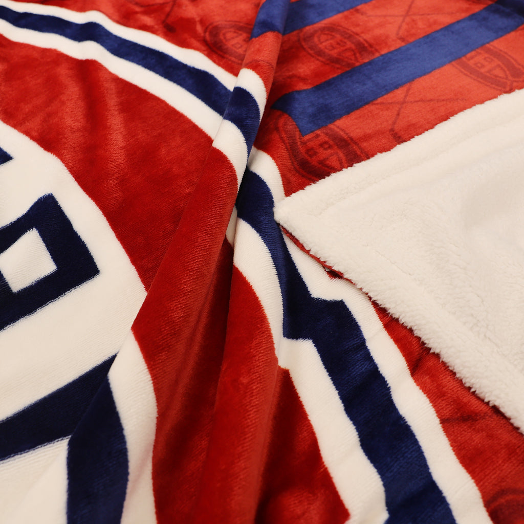 NHL Montreal Canadiens Sherpa Blanket, 60" x 70" close up