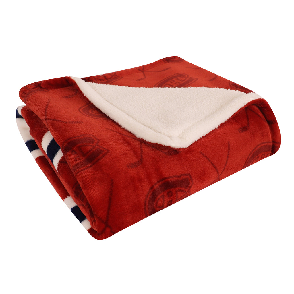 NHL Montreal Canadiens Sherpa Blanket, 60" x 70" folded