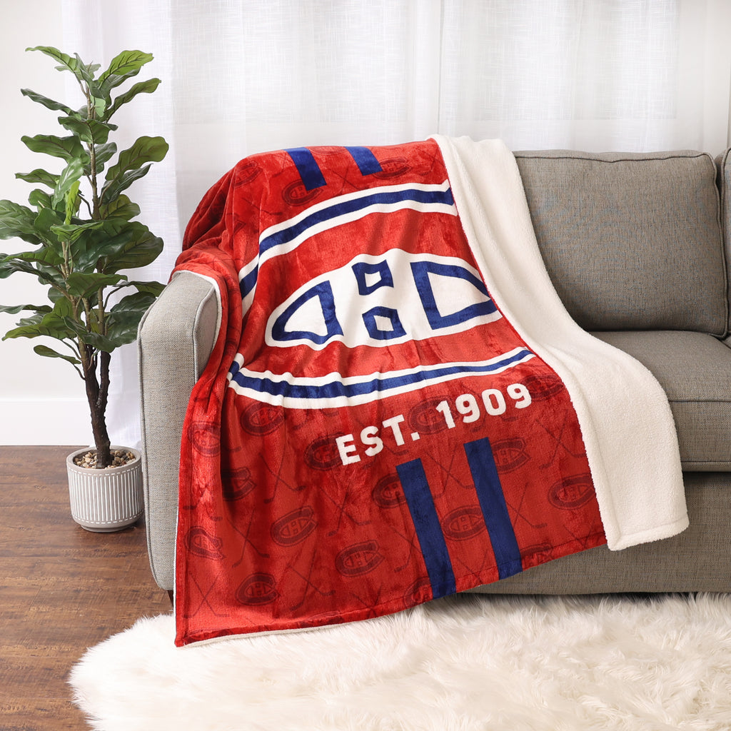 NHL Montreal Canadiens Sherpa Blanket, 60" x 70" room shot