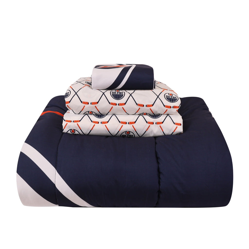NHL Edmonton Oilers Twin Bedding Set items stacked