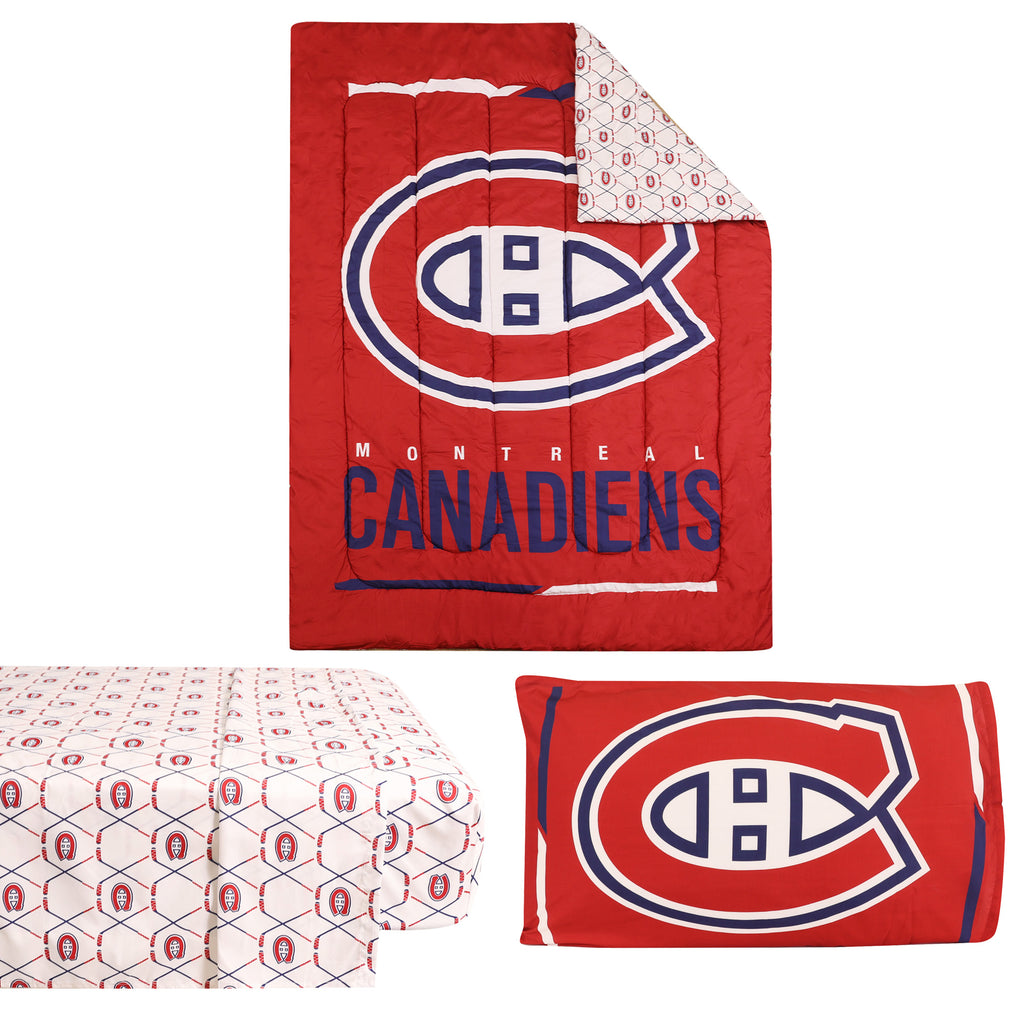 NHL Montreal Canadiens Twin Bedding Set items separated